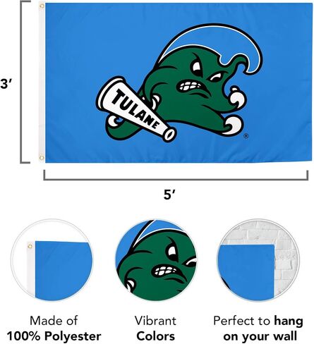 Desert Cactus Tulane University Flag Green Wave Flag Banners 100% Polyester Indoor Outdoor 3x5 feet Flags (Flag C) in Saudi Arabia