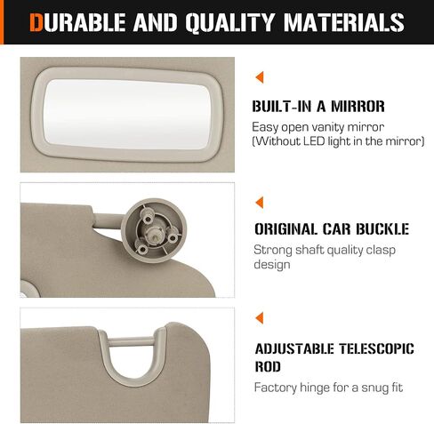 Left & Right Sun Visor for 2002-2009 Dodge Ram 1500 2500 3500, Driver & Passenger Side Beige Gray Sunvisor Replacement 1CT18TL2AA in Saudi Arabia