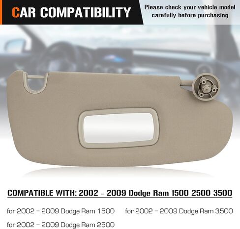 Left & Right Sun Visor for 2002-2009 Dodge Ram 1500 2500 3500, Driver & Passenger Side Beige Gray Sunvisor Replacement 1CT18TL2AA in Saudi Arabia
