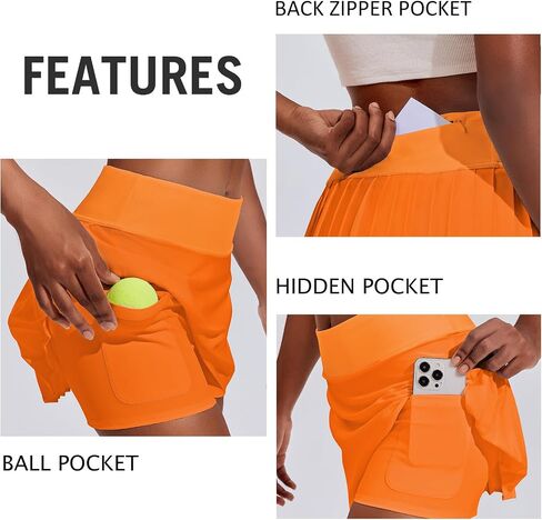 PINSPARK Womens Pleated Tennis Skirt High Waisted Golf Skirts with 3 Pockets Lightweight Athletic Skort Workout Pickleball in Saudi Arabia