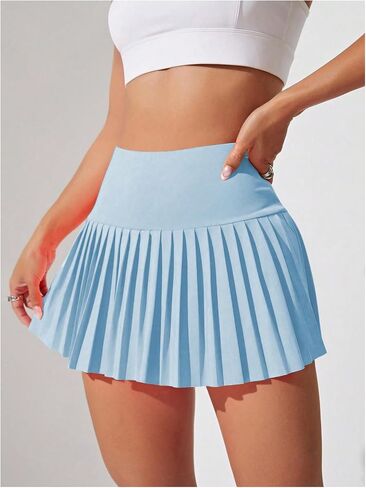 Women's High Waisted Pleated Sport Skort Casual Tennis Golf Skirts with Built in Shorts in Saudi Arabia