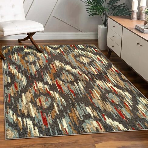 Superior Unique Modern Colorful Area Rug, Soft Area Rug for Living Room, Bedroom, Perfect for Hardwood Floors, 2' 7" x 8', Multi Color in Saudi Arabia