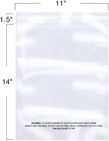 The Elixir Packaging 100 Count 14 x 19 Suffocation Warning Clear Reclosable Poly Plastic Bag, Self Seal Poly Bag Mailer Bag in Saudi Arabia