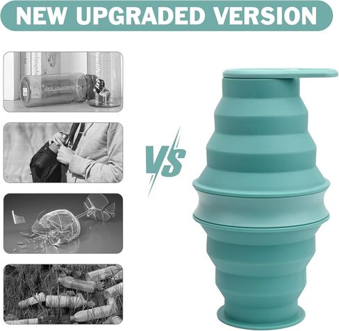 Slicione Collapsible Water Bottle, 17.6 floz BPA Free Leakproof Foldable Water Bottles, Portable Sport Water Bottles for Travel, Camping, Hiking Outdoor Indoor Sport (Blue) in Kuwait