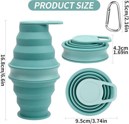 Slicione Collapsible Water Bottle, 17.6 floz BPA Free Leakproof Foldable Water Bottles, Portable Sport Water Bottles for Travel, Camping, Hiking Outdoor Indoor Sport (Blue) in Kuwait