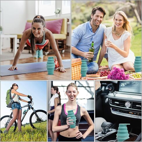 Slicione Collapsible Water Bottle, 17.6 floz BPA Free Leakproof Foldable Water Bottles, Portable Sport Water Bottles for Travel, Camping, Hiking Outdoor Indoor Sport (Blue) in Kuwait