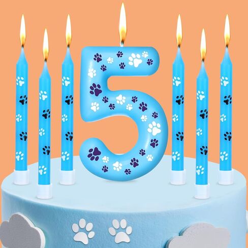 Photect 7 Pcs Number 2 Blue Dog Paw Birthday Candles Blue Dog Paw Print Themed Birthday Candles Numeral Birthday Cake Topper for Boy Girl Dog Paw Birthday Decoration Blue Dog Party Supplies in Saudi Arabia