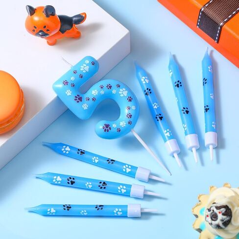 Photect 7 Pcs Number 2 Blue Dog Paw Birthday Candles Blue Dog Paw Print Themed Birthday Candles Numeral Birthday Cake Topper for Boy Girl Dog Paw Birthday Decoration Blue Dog Party Supplies in Saudi Arabia