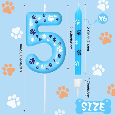 Photect 7 Pcs Number 2 Blue Dog Paw Birthday Candles Blue Dog Paw Print Themed Birthday Candles Numeral Birthday Cake Topper for Boy Girl Dog Paw Birthday Decoration Blue Dog Party Supplies in Saudi Arabia