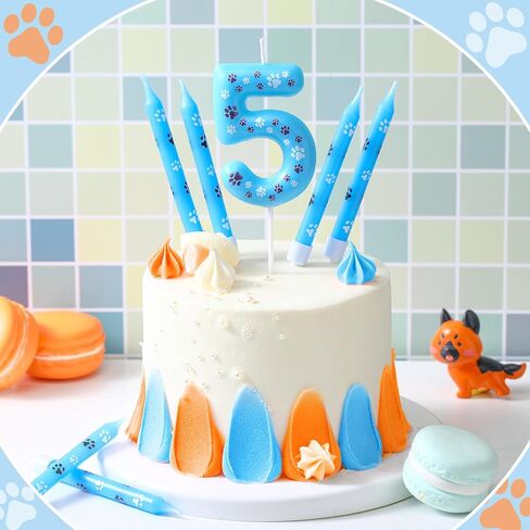 Photect 7 Pcs Number 2 Blue Dog Paw Birthday Candles Blue Dog Paw Print Themed Birthday Candles Numeral Birthday Cake Topper for Boy Girl Dog Paw Birthday Decoration Blue Dog Party Supplies in Saudi Arabia