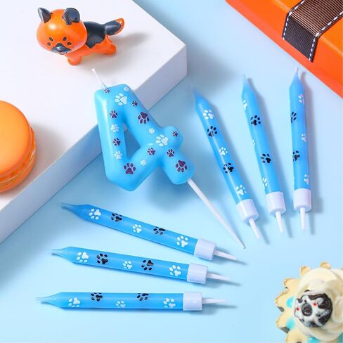 Photect 7 Pcs Number 2 Blue Dog Paw Birthday Candles Blue Dog Paw Print Themed Birthday Candles Numeral Birthday Cake Topper for Boy Girl Dog Paw Birthday Decoration Blue Dog Party Supplies in Saudi Arabia