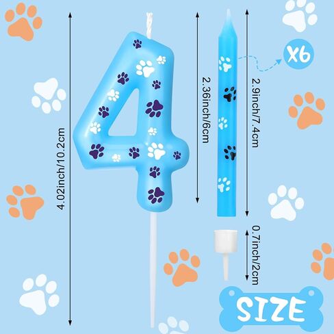 Photect 7 Pcs Number 2 Blue Dog Paw Birthday Candles Blue Dog Paw Print Themed Birthday Candles Numeral Birthday Cake Topper for Boy Girl Dog Paw Birthday Decoration Blue Dog Party Supplies in Saudi Arabia