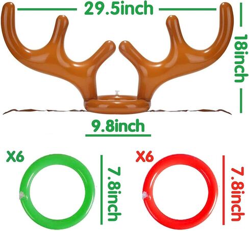 TURNMEON 3 Pack Inflatable Reindeer Antler Ring Toss Game for Christmas Holiday Thanksgiving Xmas Party Game Headband Inflatable Toys for Holiday Family School Photo Props Game(3 Antlers, 12 Rings) in Saudi Arabia