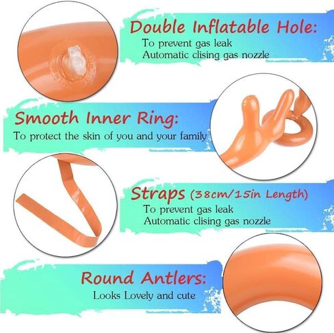 TURNMEON 3 Pack Inflatable Reindeer Antler Ring Toss Game for Christmas Holiday Thanksgiving Xmas Party Game Headband Inflatable Toys for Holiday Family School Photo Props Game(3 Antlers, 12 Rings) in Kuwait