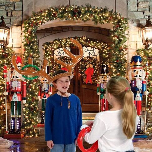 TURNMEON 3 Pack Inflatable Reindeer Antler Ring Toss Game for Christmas Holiday Thanksgiving Xmas Party Game Headband Inflatable Toys for Holiday Family School Photo Props Game(3 Antlers, 12 Rings) in Saudi Arabia