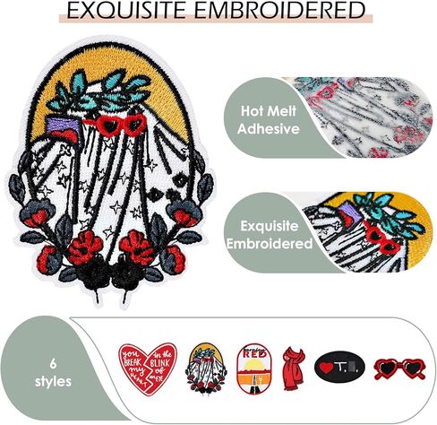 6 Pcs Singer Embroidered Patches, Iron on Sew on Music Patch, Funny Fashion Appliques for Clothing, Backpacks, Jackets, Hats, Jeans, Perfect Gifts for Music Fans Girls in Saudi Arabia
