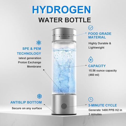 feifuns Hydrogen Water Bottle, 3 Mins Hydrogen Water Bottle Generator, 4th SPE & PEM Hydrogen Technology, 420 ml Water Lonizer, Replenish Your Body Daily needs in Saudi Arabia