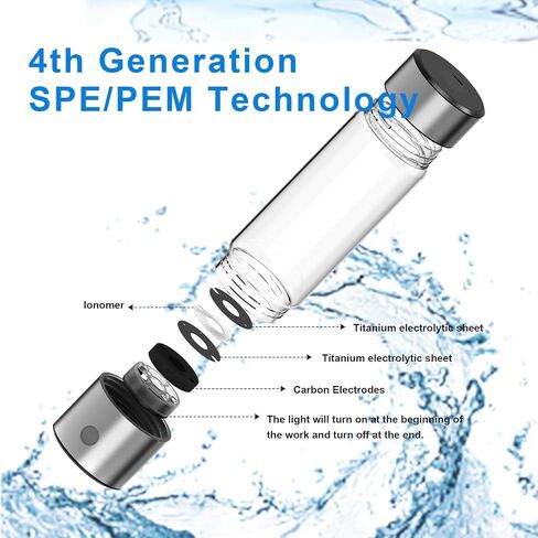 زجاجة مياه هيدروجين من feifuns، مولد زجاجة مياه هيدروجين لمدة 3 دقائق، تقنية الهيدروجين SPE & PEM الرابعة، 420 مل من لون الماء، يجدد احتياجات جسمك اليومية in Kuwait
