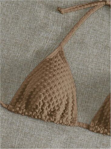 Women's 3 Piece Swimsuits Halter Triangle Tie Back Bikini Bathing Suit with Cover Up Beach Skirt in Saudi Arabia
