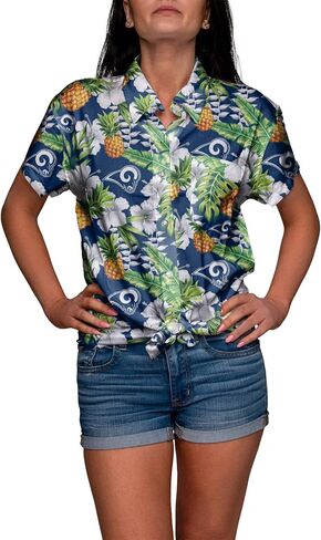FOCO Women's My Fine-Apple Pineapple Print Tropical Floral Button Up Shirt in Saudi Arabia