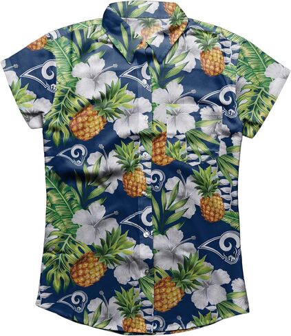 FOCO Women's My Fine-Apple Pineapple Print Tropical Floral Button Up Shirt in Saudi Arabia