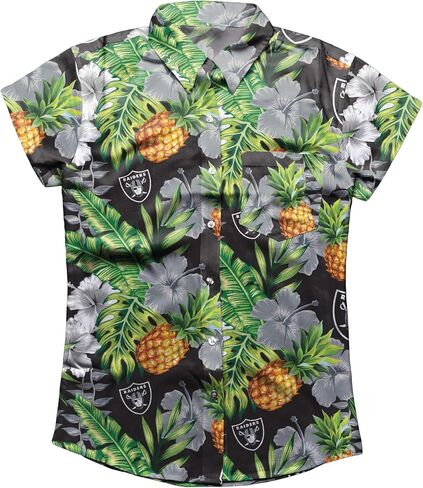 FOCO Women's My Fine-Apple Pineapple Print Tropical Floral Button Up Shirt in Saudi Arabia