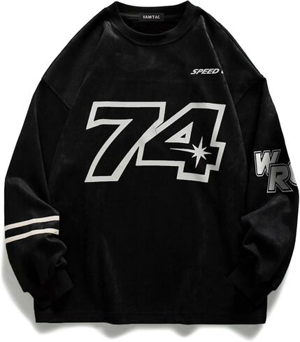 Vamtac Oversized Sweatshirt Vintage Crewneck Sweatshirts Streetwear Graphic Pullover Long Sleeve Round Neck Tops in Kuwait