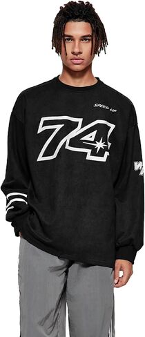 Vamtac Oversized Sweatshirt Vintage Crewneck Sweatshirts Streetwear Graphic Pullover Long Sleeve Round Neck Tops in Kuwait