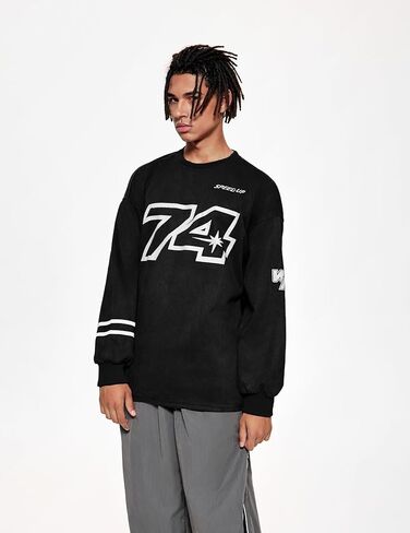 Vamtac Oversized Sweatshirt Vintage Crewneck Sweatshirts Streetwear Graphic Pullover Long Sleeve Round Neck Tops in Kuwait