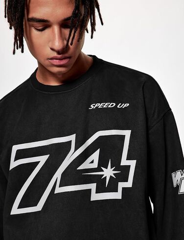 Vamtac Oversized Sweatshirt Vintage Crewneck Sweatshirts Streetwear Graphic Pullover Long Sleeve Round Neck Tops in Kuwait