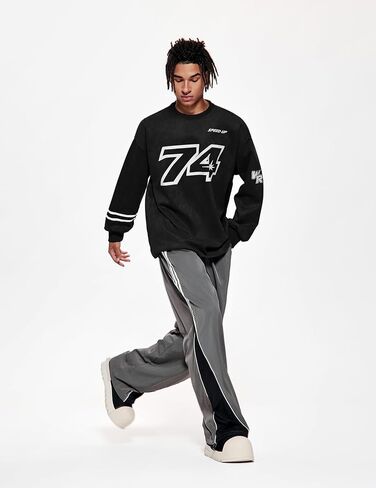 Vamtac Oversized Sweatshirt Vintage Crewneck Sweatshirts Streetwear Graphic Pullover Long Sleeve Round Neck Tops in Kuwait