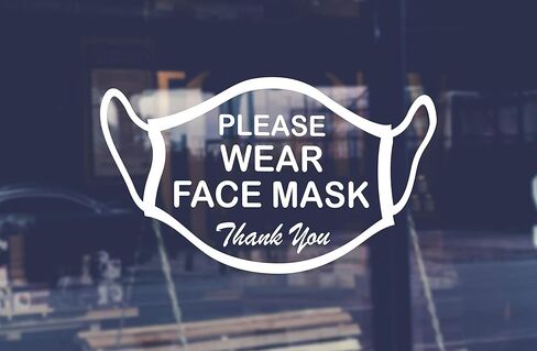 يُرجى ارتداء شارات قناع الوجه باللون الأبيض من الفينيل لقطع قناع الوجه، ملصقات الإشارة المطلوبة مقاس 9 × 5 بوصات، حزمة مكونة من 02 لافتة قناع in Kuwait