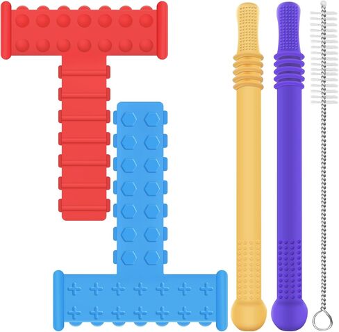 ERKOON 5 Pack Sensory Chew Toys for Autistic Children, Silicone Chewy Tubes Teething Tubes for Autism, ADHD, SPD, Chewies with Special Needs, Oral Motor Chewy Tool for Sensory Kids in Saudi Arabia