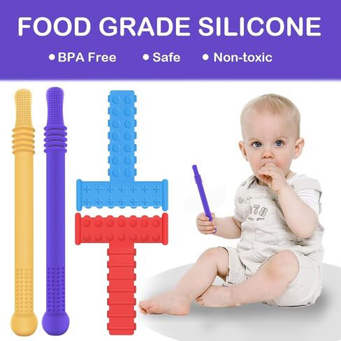 ERKOON 5 Pack Sensory Chew Toys for Autistic Children, Silicone Chewy Tubes Teething Tubes for Autism, ADHD, SPD, Chewies with Special Needs, Oral Motor Chewy Tool for Sensory Kids in Saudi Arabia