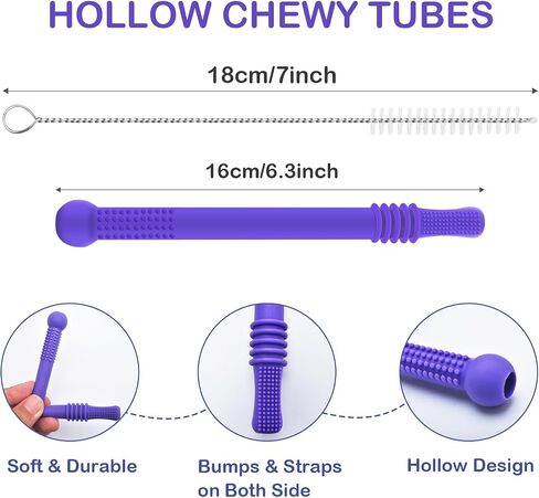 ERKOON 5 Pack Sensory Chew Toys for Autistic Children, Silicone Chewy Tubes Teething Tubes for Autism, ADHD, SPD, Chewies with Special Needs, Oral Motor Chewy Tool for Sensory Kids in Saudi Arabia