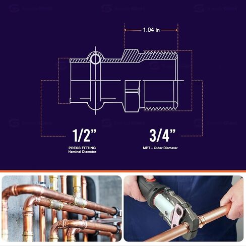 QDNB3456 Copper Male Reducing Adapter, 1/2 in. Press x 3/4 in. MPT- Small in Saudi Arabia