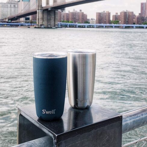 S'well Stainless Steel Tumbler with Clear Slide-Open Lid-18 Fl Oz-Blue Granite Triple-Layered Vacuum-Insulated Containers Keeps Drinks Cold for 12 Hot for 4 Hours-BPA-Free Water Bottle, 18 oz in Kuwait