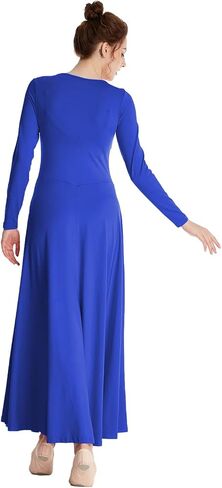 HIHCBF Women Long Sleeve Liturgical Praise Dance Dress Adults Applique Lyrical Ballroom Dancewear Worship Robe Costume in Kuwait