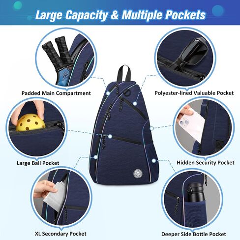Pickleball Bag | Men's and Women's Pickleball Backpack | Adjustable Sling Bag | Reversible Crossbody Sports Backpack with Colorful Light Reflective in Saudi Arabia