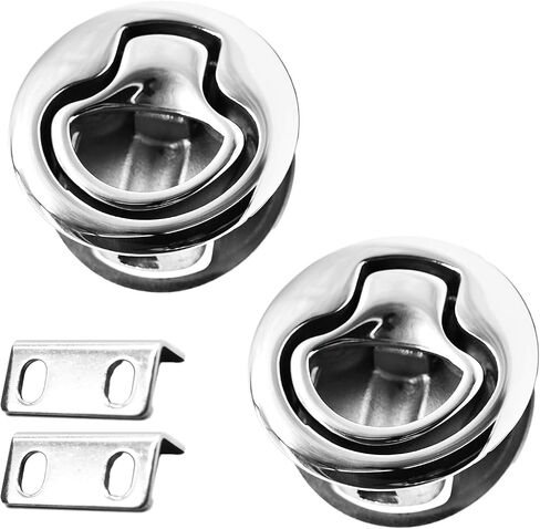 MARINE CITY 316 Stainless Steel Round Flush Pull Slam Latch - 2 Inches - Ideal for Doors, Hatches, Boats, Marines - 2 Pcs in Saudi Arabia