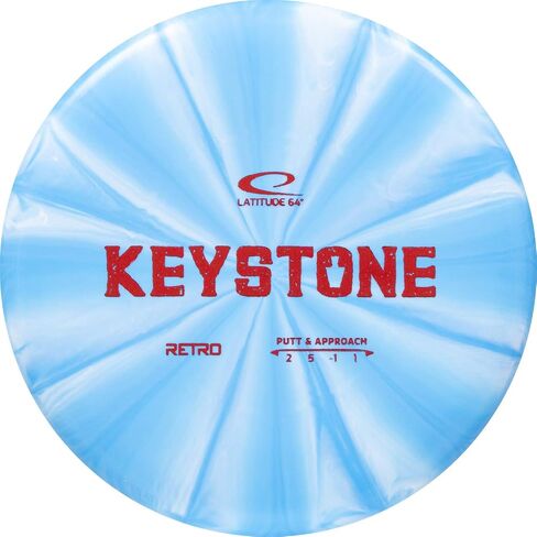 Latitude 64 Retro Burst Keystone Disc Golf Putter، ألعاب عائلية تفاعلية في الهواء الطلق، قرص جولف فريسبي للرجال والنساء وقرص النهج، 175 جم+، قد يختلف لون ختم القرص ونمط الاندفاع in Saudi Arabia