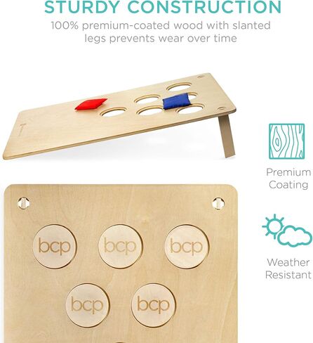 مجموعة ألعاب 2 في 1 من بيست تشويس برودكتس كورنهول وبونج بونج، حقيبة فول محمولة في الهواء الطلق للفناء الخلفي، باب خلفي مع حقيبتين للحمل، 6 أكياس فول، 6 أغطية للفتحات in Kuwait