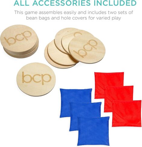 مجموعة ألعاب 2 في 1 من بيست تشويس برودكتس كورنهول وبونج بونج، حقيبة فول محمولة في الهواء الطلق للفناء الخلفي، باب خلفي مع حقيبتين للحمل، 6 أكياس فول، 6 أغطية للفتحات in Kuwait