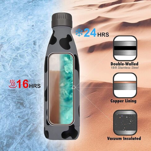 VAST HydraCore Vastigo Sweat-Free Stainless Steel Reusable Water Bottle (17 oz.) Vacuum Insulated Copper Lined Double-Wall | Keeps Liquids Cold for 24 hrs, Hot for 16 hrs in Kuwait