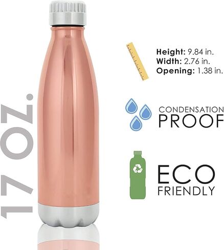 VAST HydraCore Vastigo Sweat-Free Stainless Steel Reusable Water Bottle (17 oz.) Vacuum Insulated Copper Lined Double-Wall | Keeps Liquids Cold for 24 hrs, Hot for 16 hrs in Saudi Arabia