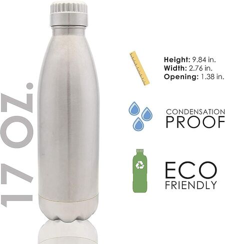 VAST HydraCore Vastigo Sweat-Free Stainless Steel Reusable Water Bottle (17 oz.) Vacuum Insulated Copper Lined Double-Wall | Keeps Liquids Cold for 24 hrs, Hot for 16 hrs in Saudi Arabia