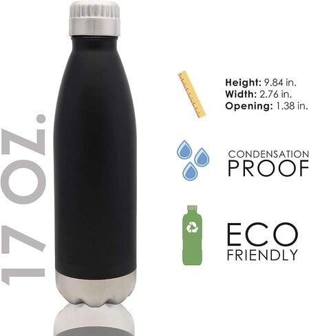 VAST HydraCore Vastigo Sweat-Free Stainless Steel Reusable Water Bottle (17 oz.) Vacuum Insulated Copper Lined Double-Wall | Keeps Liquids Cold for 24 hrs, Hot for 16 hrs in Saudi Arabia