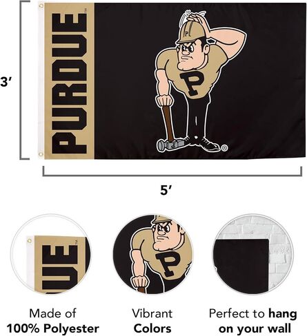 Desert Cactus Purdue University Flag Boilermakers Flags Banners 100% Polyester Indoor Outdoor 3x5 Flag (Style Team Name 2) in Saudi Arabia