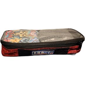 Cornhole Bag Case RED Patch Pouch heavy duty double zipper vinyl top small insert holds a single set of 4 bean bags case organizer for rolling cases and backpacks.