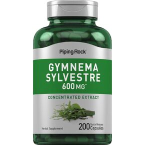Piping Rock Gymnema Sylvestre Supplements 600 mg | 200 Capsules | Concentrated Herbal Extract | Non-GMO and Gluten Free
